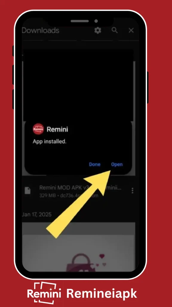 Remini MOD Apk after installation step