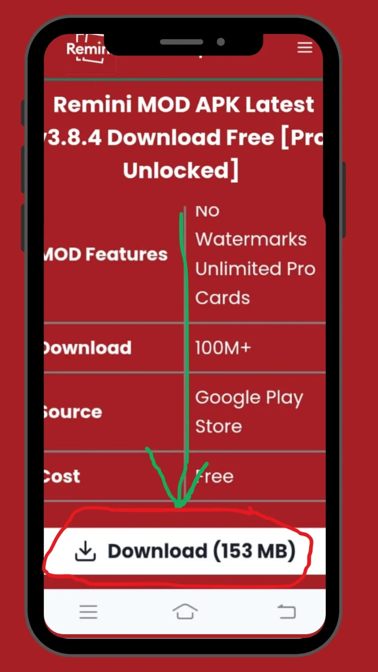 Download button image for Remini MOD APK
